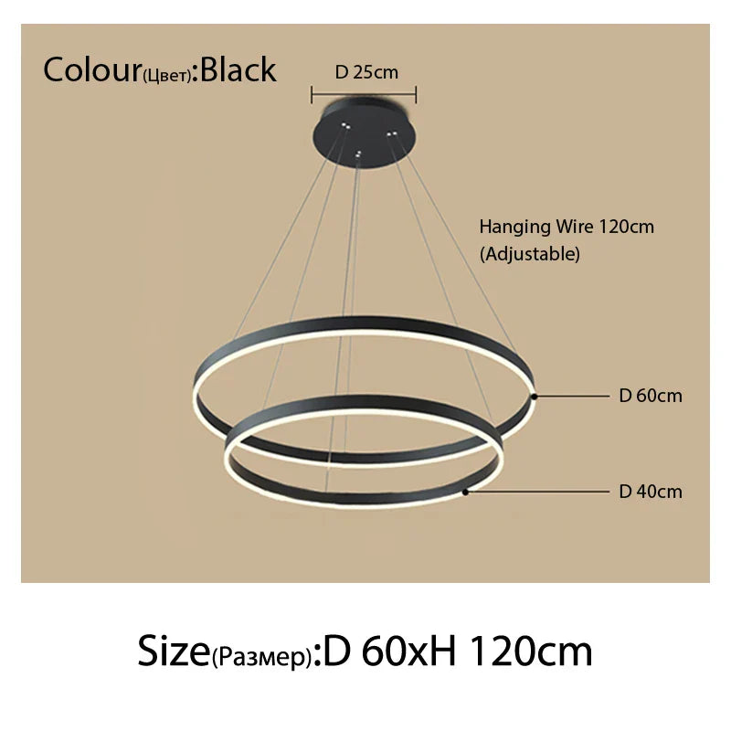 Sophisticated Duplex Living Room Chandelier & LED Circles Lighting Fixtures