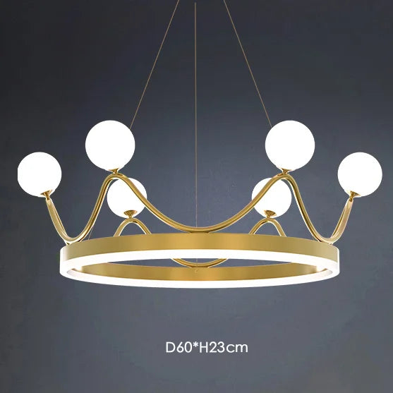 Crown Design Gold Chandelier for Living Room Kids Bedroom