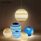 Moon Resin Ball Planet Pendant Light | Children Room Hanging Lamp