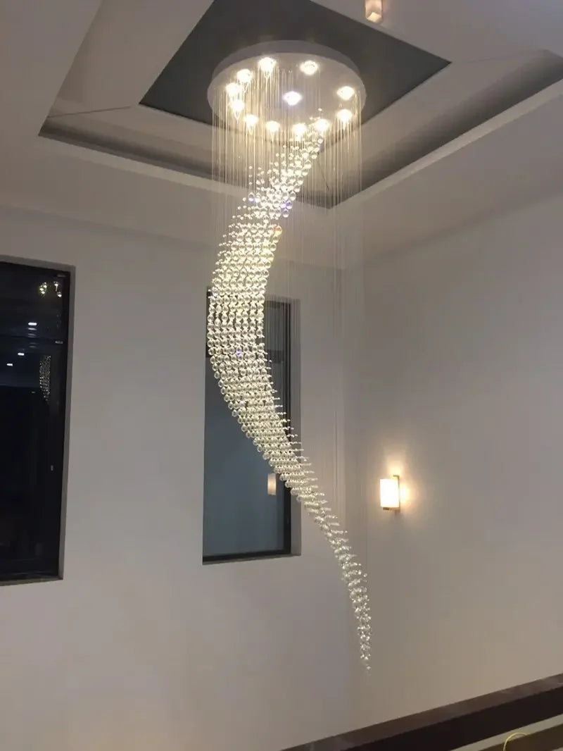 Spiral Crystal Chandelier for Modern Luxury Living Room & Dining Area