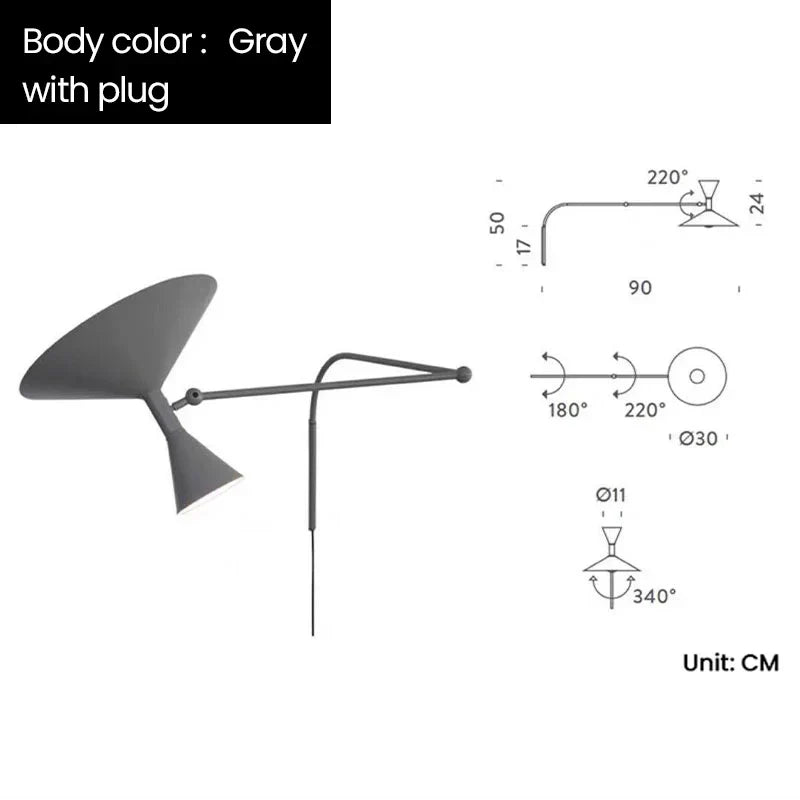 Marseille Adjustable Wall Lamp: Industrial Design Sconce for Living Room and Bedroom