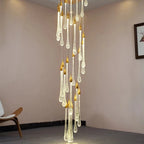 Modern Crystal LED Chandelier for Living Room Gold Stair Indoor Light Fixtures