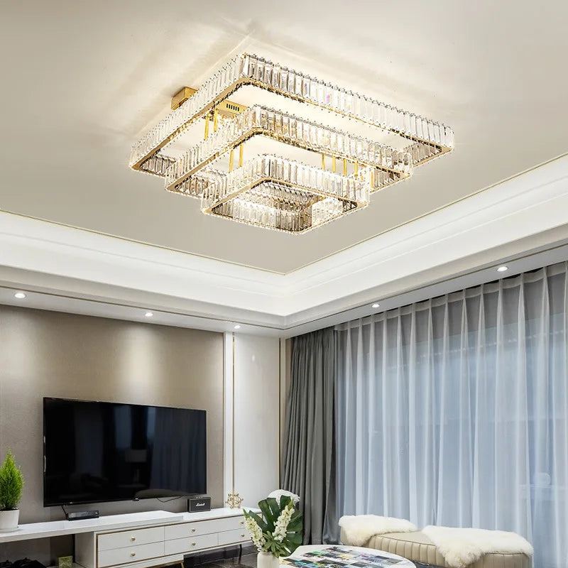 Crystal Chandelier LED Ceiling Light for Bedroom, Dimmable Luxury Foyer Lighting