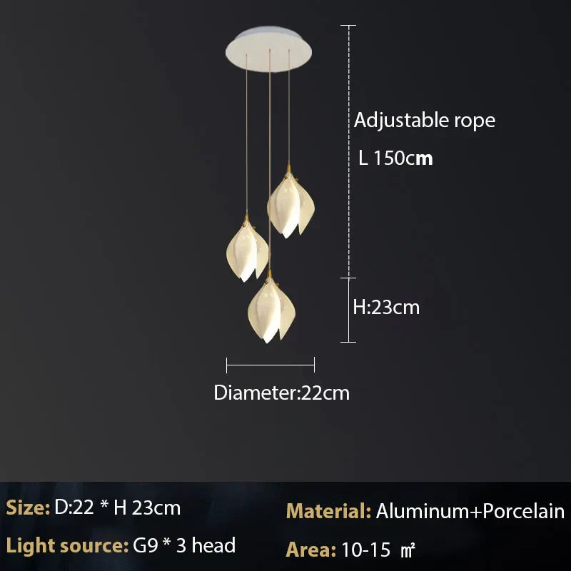Magnolia Chandelier: Luxury Adjustable Pendant Light for Staircase, Restaurant, Bedroom