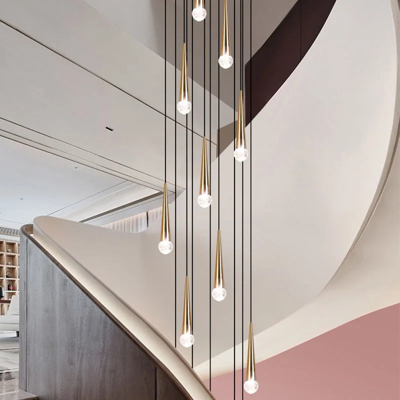 Crystal LED Staircase Chandelier: Luxury Long Stair Lighting Fixture