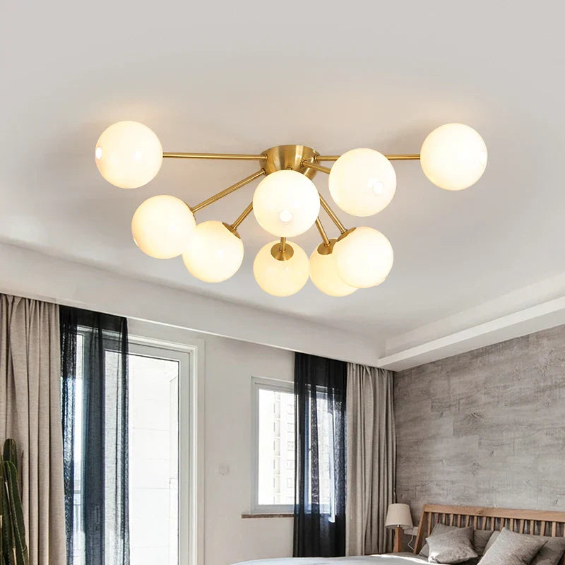Glass Ball LED Ceiling Chandelier for Modern Living Room and Bedroom Lighting
