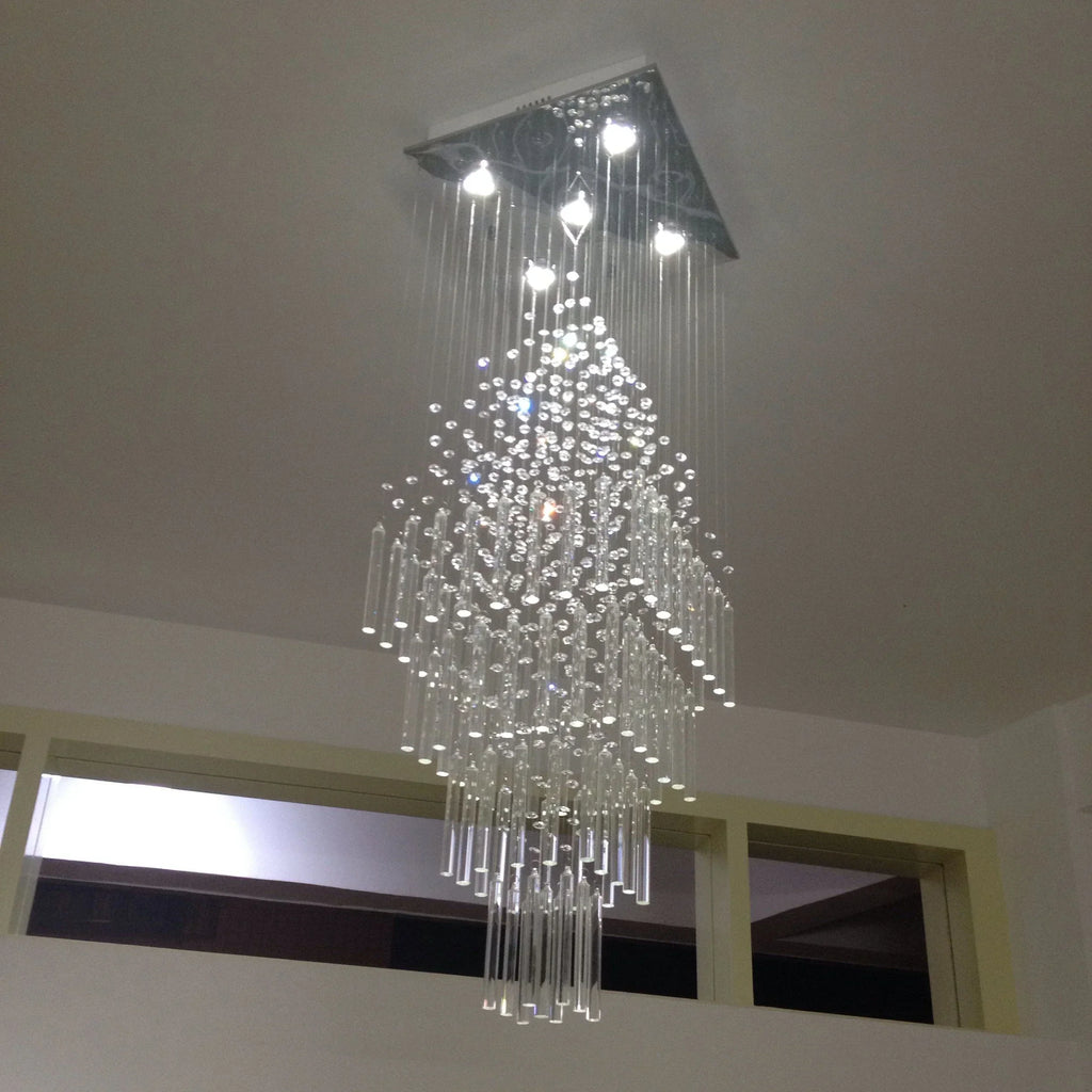 Crystal Ceiling Chandelier Modern Living Room Lighting Fixture Loft Staircase Lustre