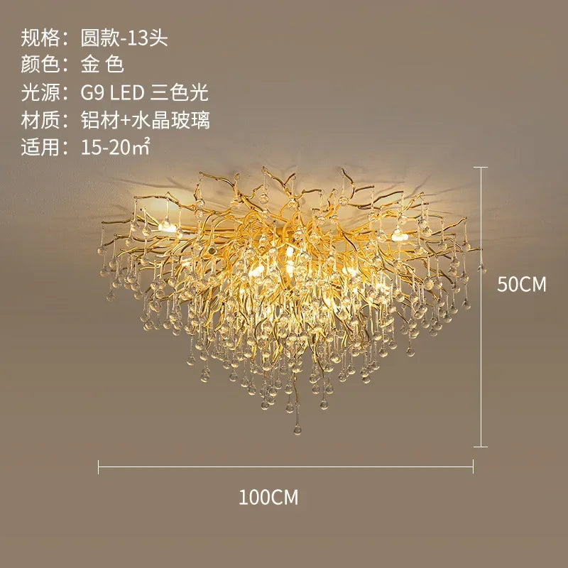 Luxury Crystal LED Chandelier: Modern Nordic Gold/Silver Ceiling Lamp for Home Decor