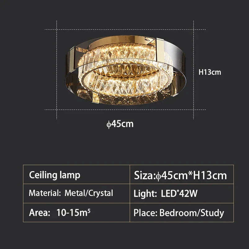 Nordic LED Crystal Glass Ceiling Light - Modern Living Room Dining Room Bedroom