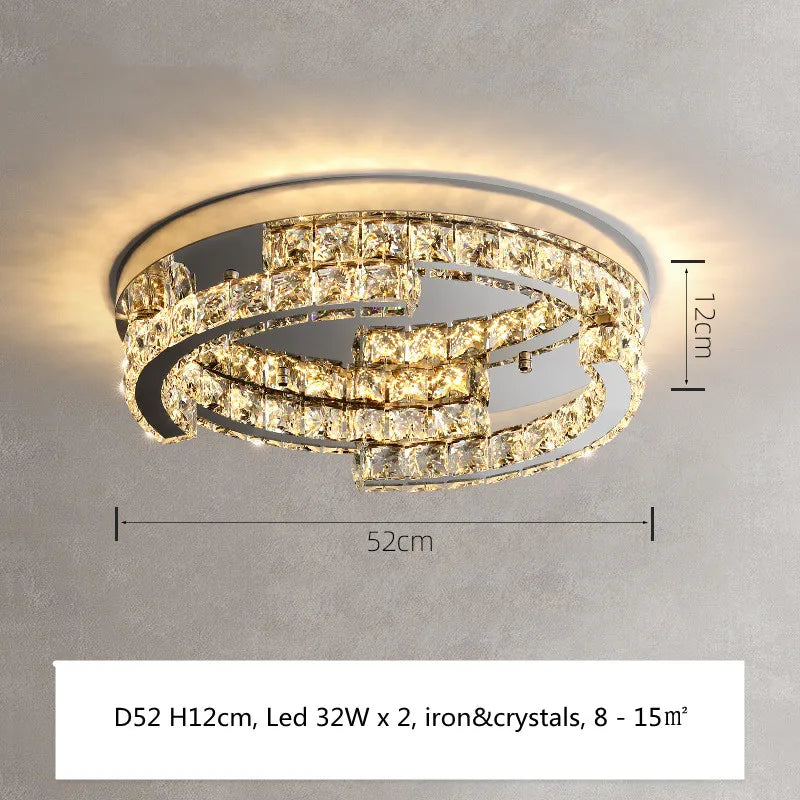 Modern Crystal LED Pendant Lights Dimmable Chrome Foyer Lumnarias