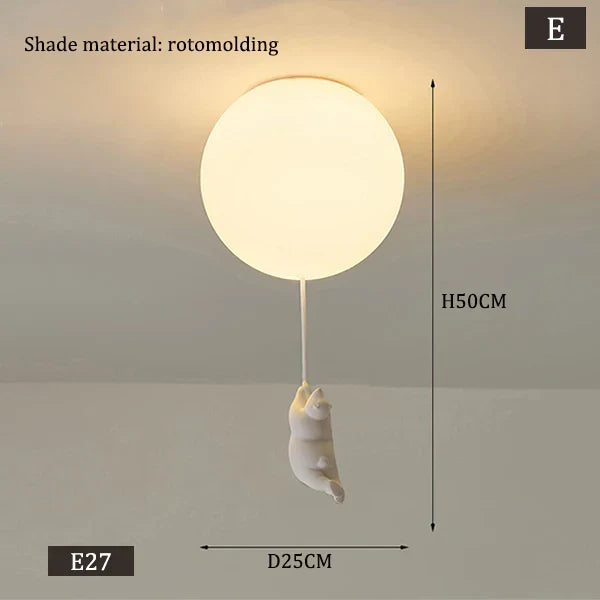 Nordic White Bear Kid Ceiling Lamp: Children's Room Decoration LED Pendant Light.