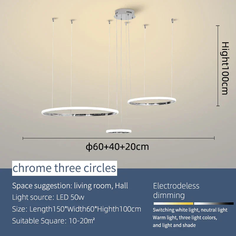 Modern LED Pendant Lights Chrome/Gold Plated for Dining Living Kitchen