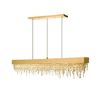 Modern Crystal Chandelier LED Dining Room Hanging Light Fixture in Gold/Black