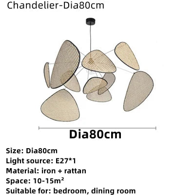 Hand Made Rattan Art Pendant Chandelier for Modern Living Room, Dining Room, Bedroom.