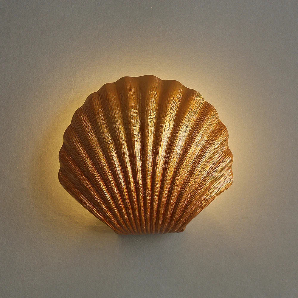 Modern Sea Shell LED Wall Lamps Resin Lampshade Indoor Lighting for Bedroom and Living Room