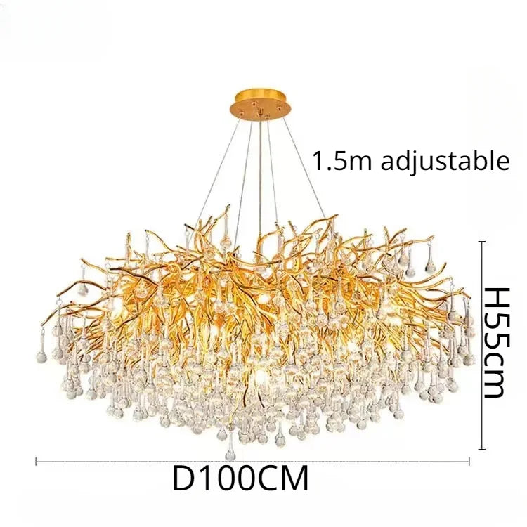 Crystal Dendritic Chandelier: Modern Luxe for Living Room, Dining Room, Bedroom, Hotel Lobby