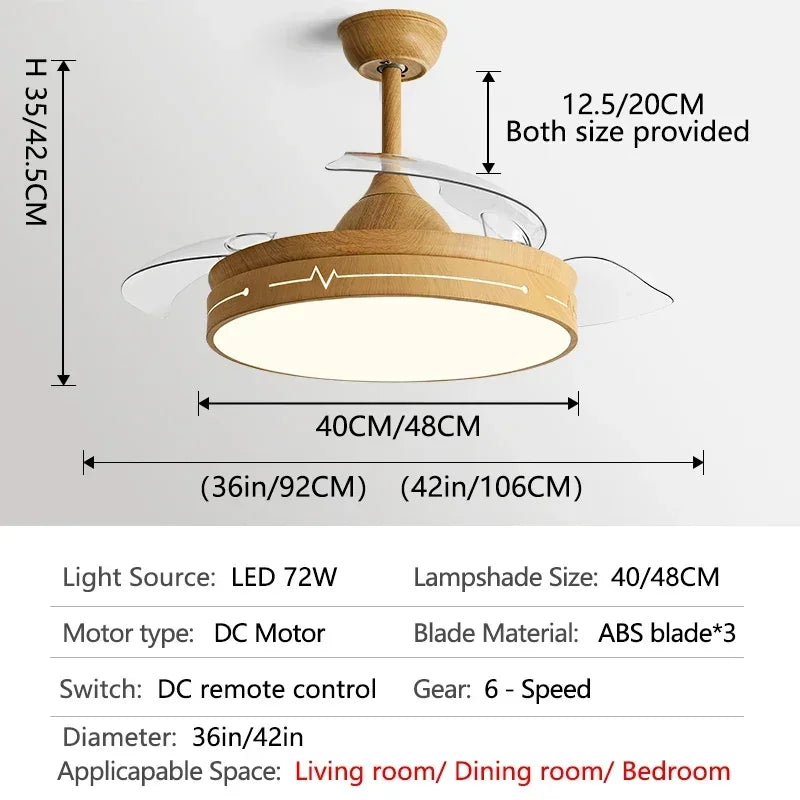 DC Motor Ceiling Fan Light with Control for Bedroom, Living Room & Restaurant.