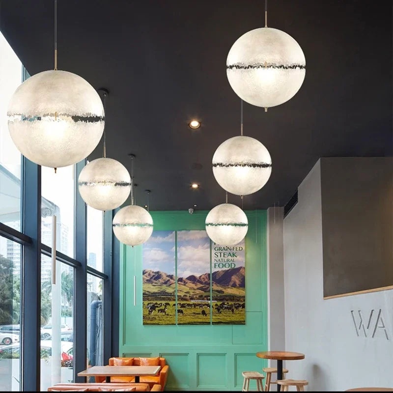 Moon LED Chandelier Fiberglass Pendant Lamp for Home Decor Lighting