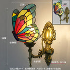 Butterfly Glass Sconces LED Wall Lamps Tiffany Mediterranean Bedroom Lighting