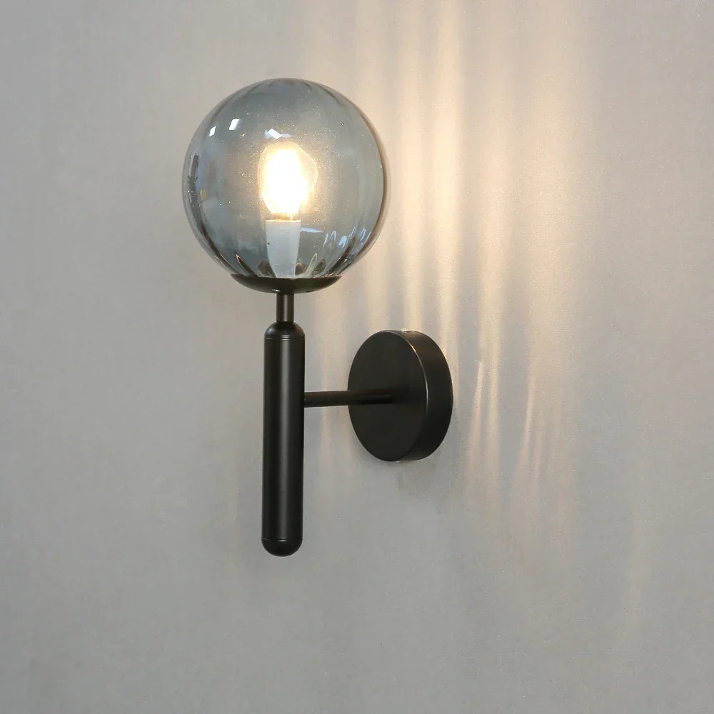Glass Ball LED Wall Lamp Modern Bedroom Beside Light Fixture