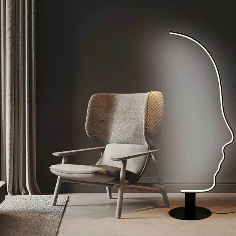 Modern Human Face Art Floor Lamp: Creative Nordic Design for Living Room, Bedroom.