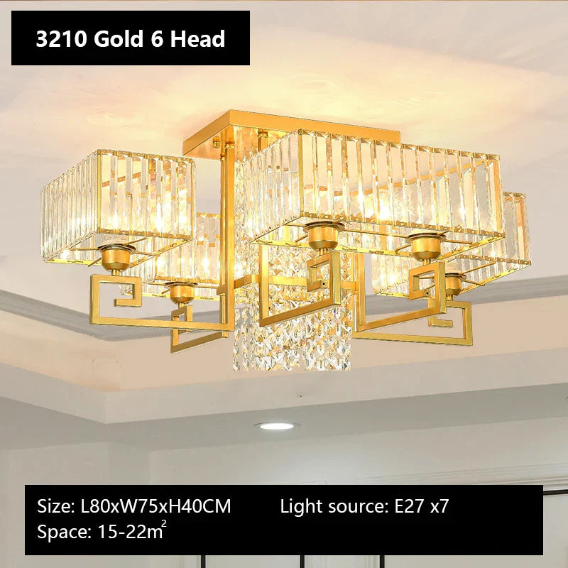 Crystal Rectangular Ceiling Light for Living Room, Bedroom, and Dining Room