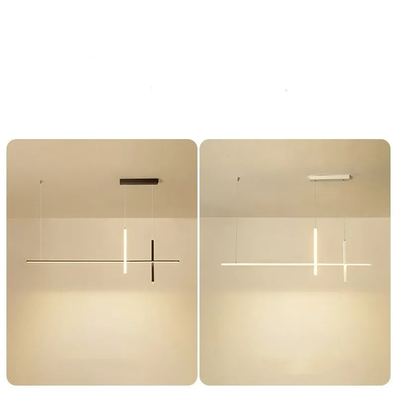 Minimalist Dimmable Black LED Chandelier for Dining Room Kitchen Bar - Modern Pendant Light