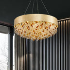Crystal Chandelier: Modern Circular Design for Living Room, Lobby, Kitchen Island.