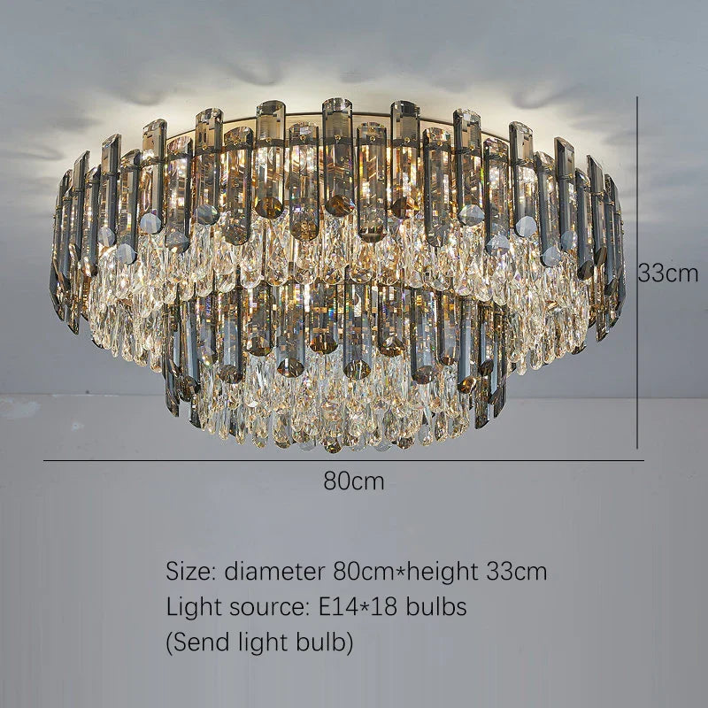 Modern Crystal Ceiling Lamp | Luxury Bedroom & Living Room Gold Light Fixtures