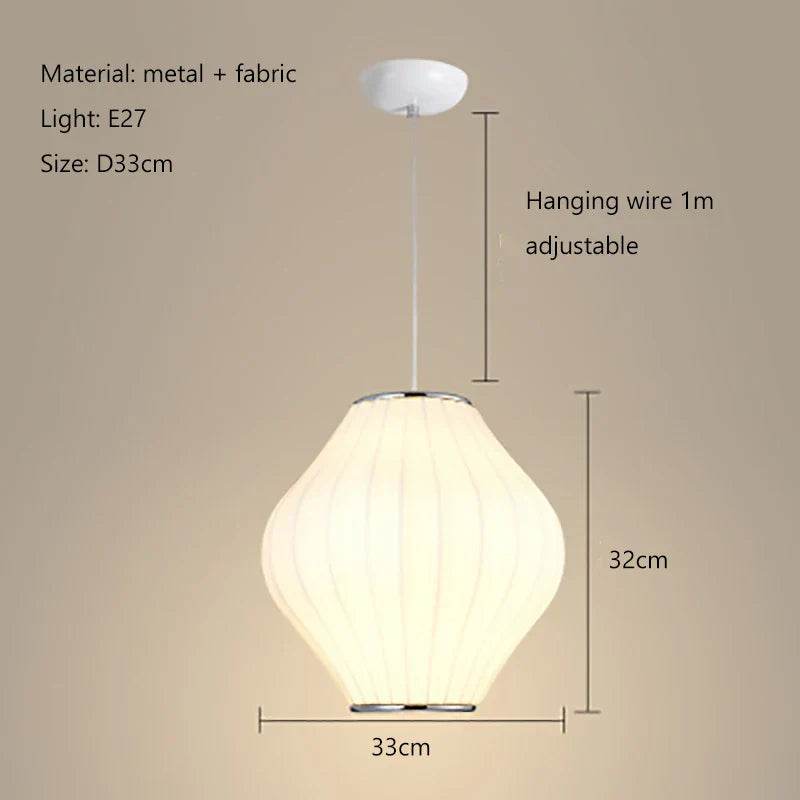 Tatami Fabric Shade LED Pendant Lights for Living Dining Bedroom