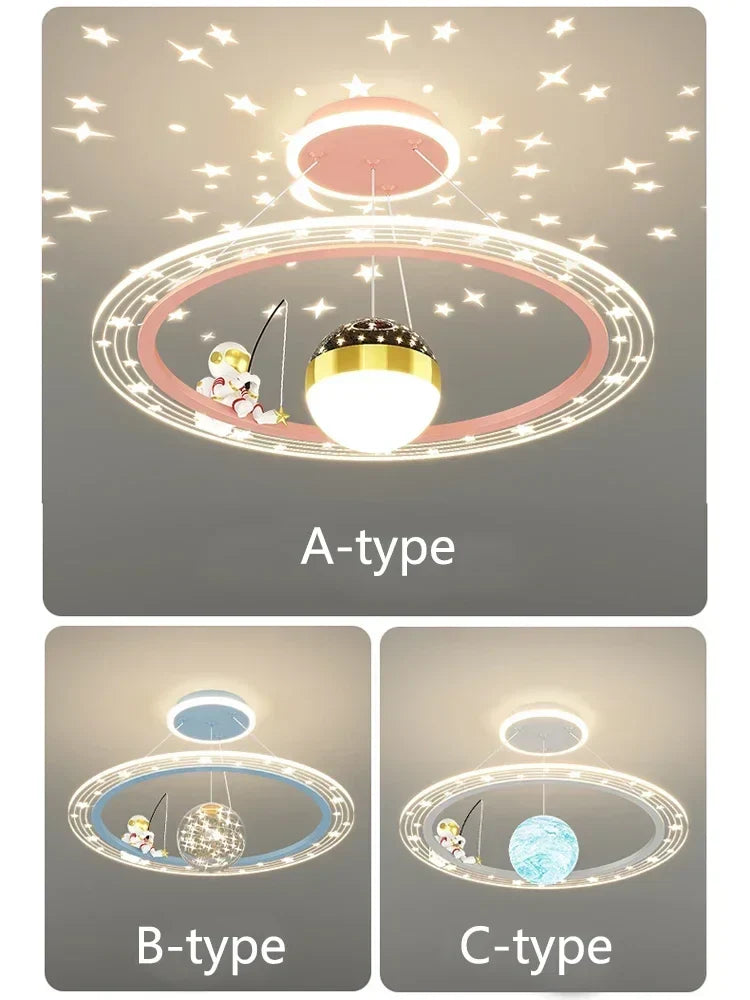 LED Chandelier for Boy's Room with Remote Control and Modern Design