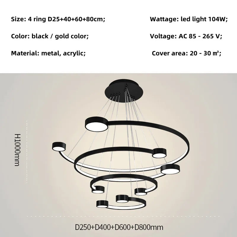 LED Ring Chandelier: Modern Nordic Hanging Light for Dining, Living Room, and Lobby