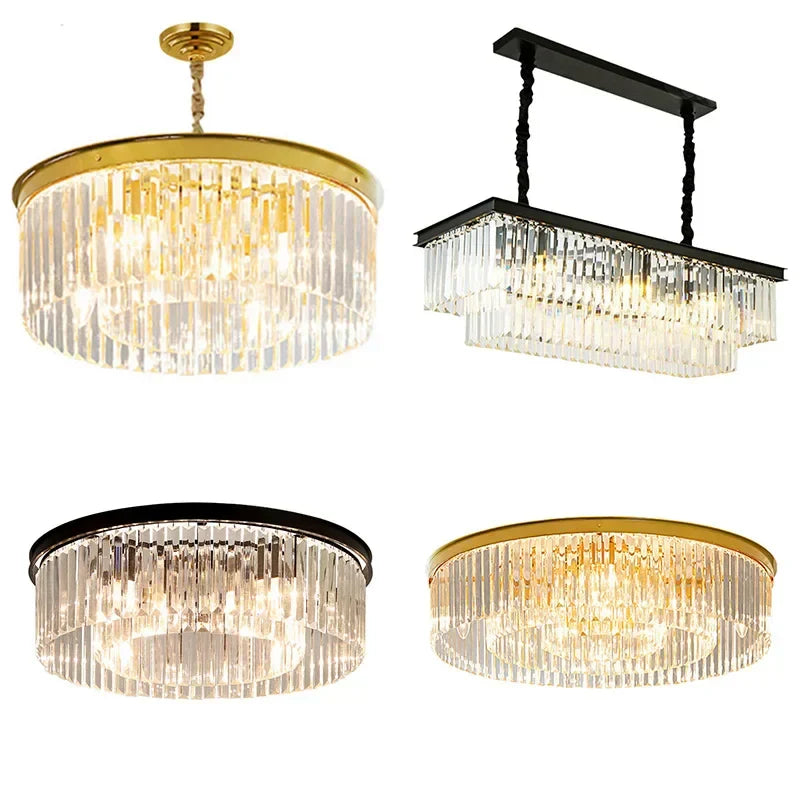 Crystal Chandelier: Modern Gold LED Lighting for Dining, Bedroom, and Living Room