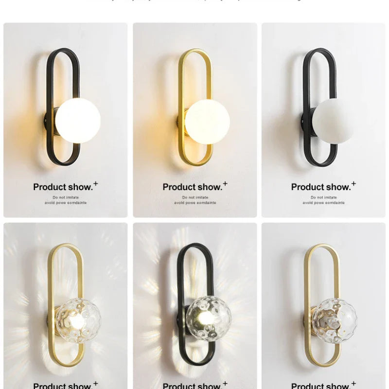 LED Glass Wall Sconce Lamp for Bedroom Living Room Staircase