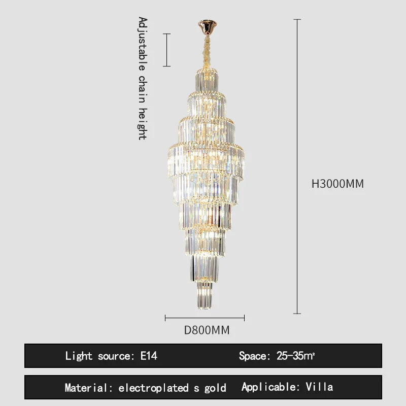 Crystal Pendant Chandelier for Hotel Lobby - Luxury Hollow Design - Nordic Villa Style