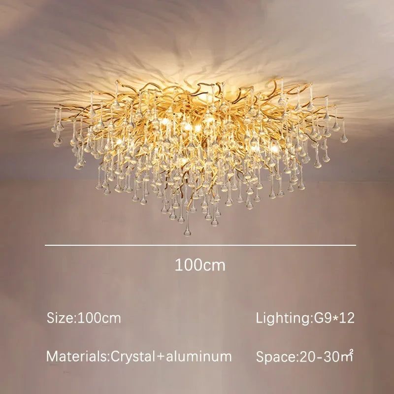 Gloss Light Luxury Crystal Ceiling Chandelier for Living Room & Dining Room