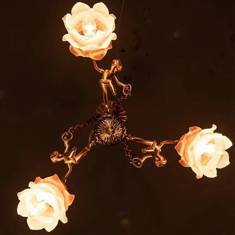 Brass Angel Chandelier: Luxury Burnishing Pendant Lights for Living Room