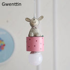 Kids Animal Pendant Lamp: Rabbit Lion Cat LED Ceiling Light Fixture
