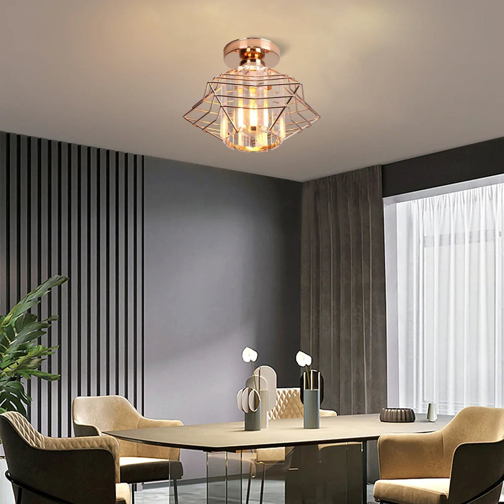 Crystal Ceiling Chandelier: Modern Industrial LED Indoor Lighting Fixture