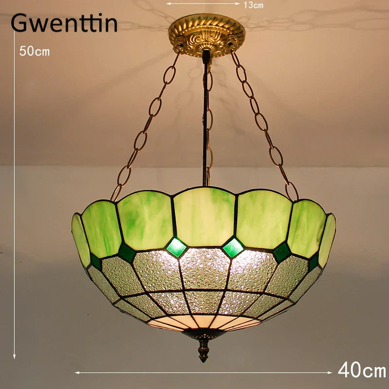 Diamond Square Stained Glass Pendant Light for Home Decor and Lighting