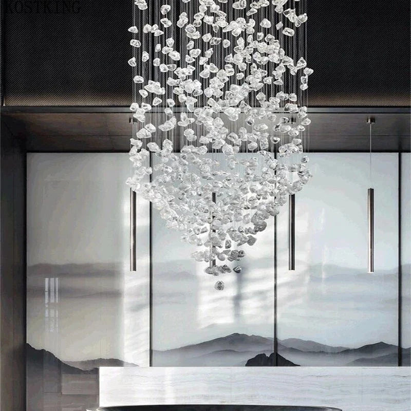 Crystal Chandelier: Modern Staircase & Lobby LED Lighting for Luxury Décor