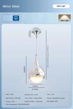 LED Water Droplet Ceiling Chandelier - Modern Bedroom Pendant Lamp