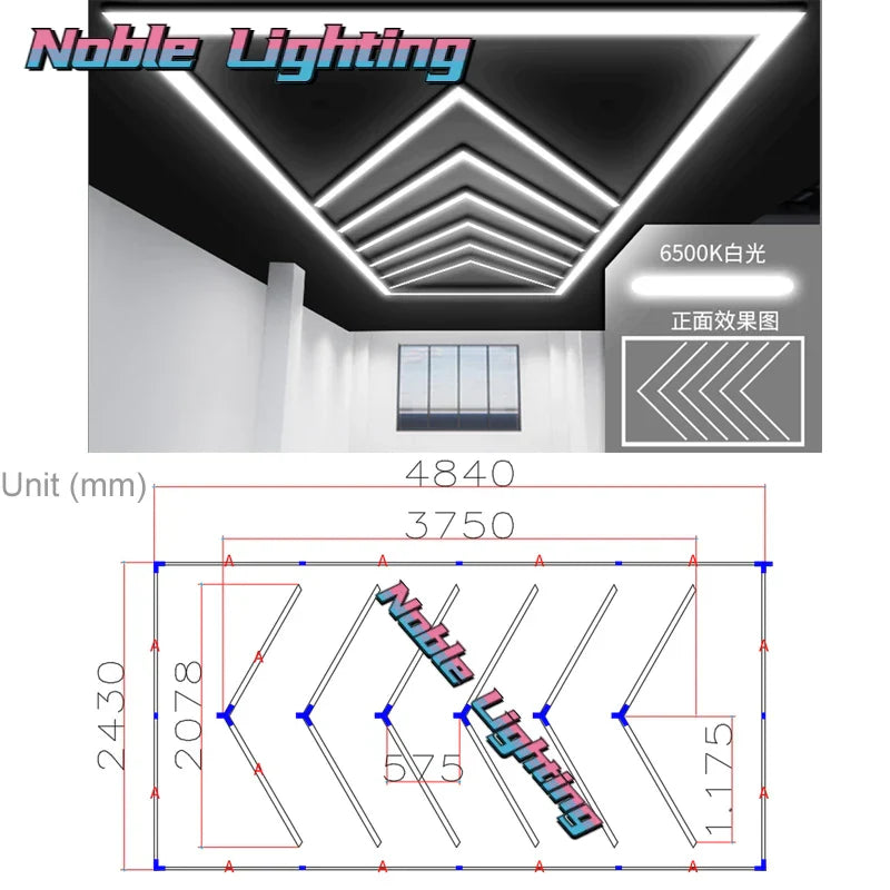 Hexagon LED Garage Wall Ceiling Lights 6500K Daylight White 4.8X2.4M Linkable