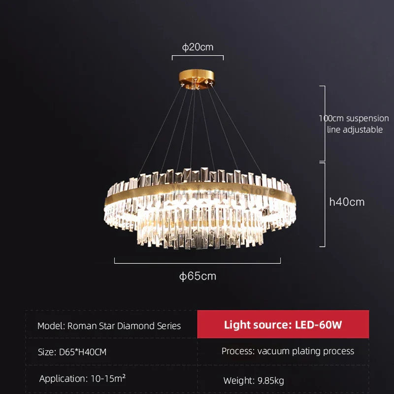 Ring Double-layer Crystal Chandelier for Living Room Dining Room Led Pendant