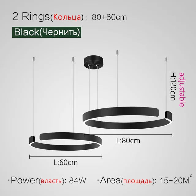 Modern LED Chandelier: Height Adjustable Pendant for Dining & Living Room.
