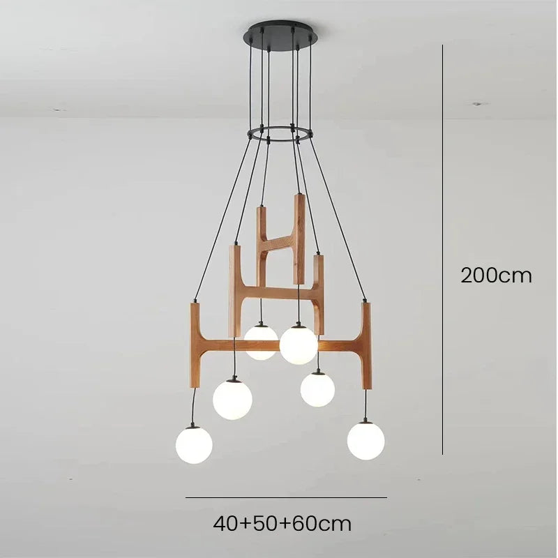 ASTRA Wood Pendant Light Multi Head LED Chandelier Interior Decor Lamp