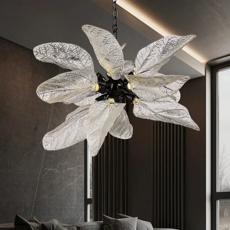 Luxury Leaf Petal Chandelier: Modern Hanging Lamp for Home, Living Room, and Restaurant Décor