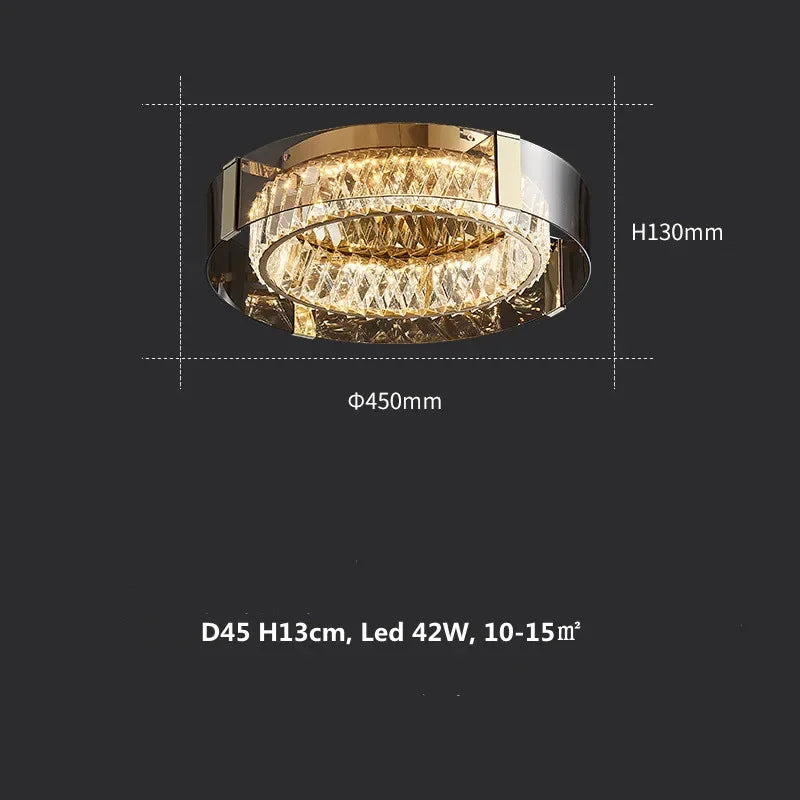 Modern Crystal LED Ceiling Lamp with Dimmable Lights