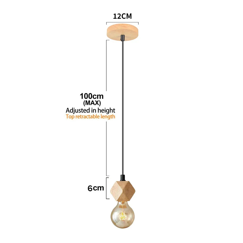 Vintage Industrial Wood Pendant Light Chandelier for Kitchen Island Living Room