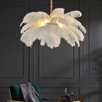 Ostrich Feather LED Pendant Lamp for Living Room or Bedroom Decor